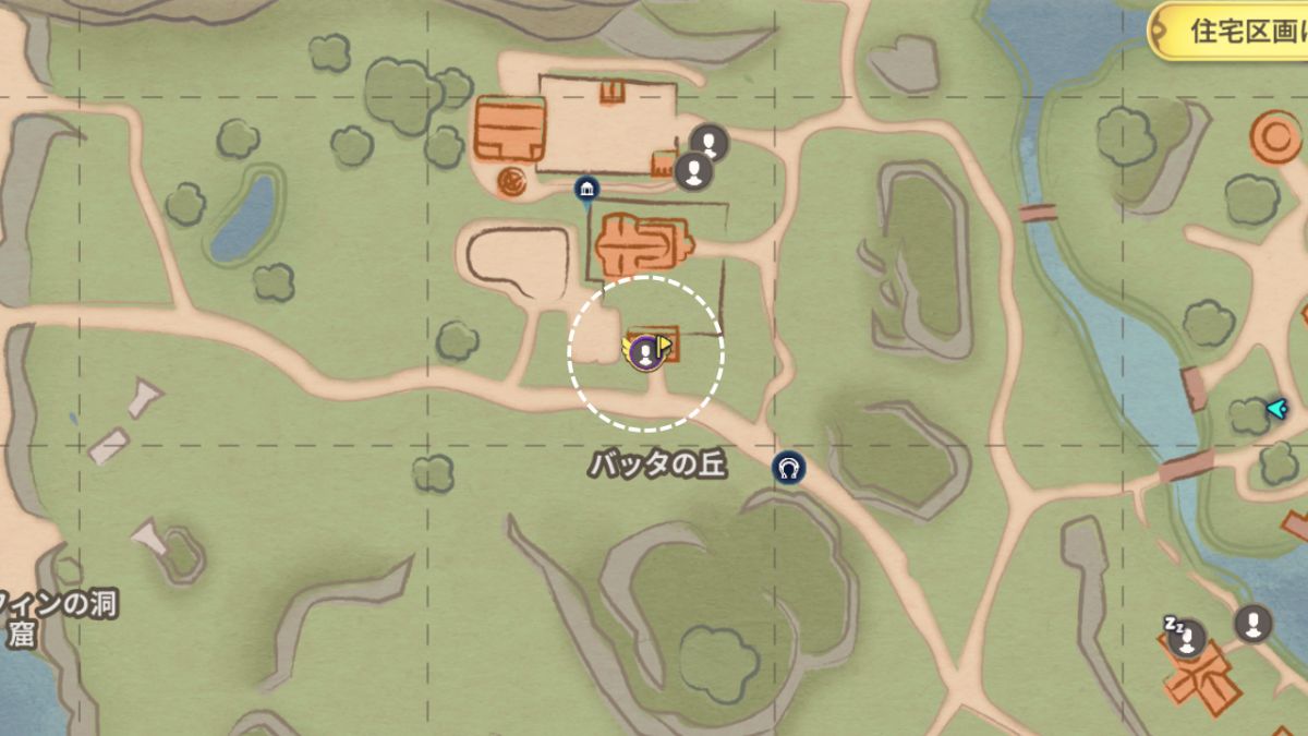 村人がいる場所のマップ